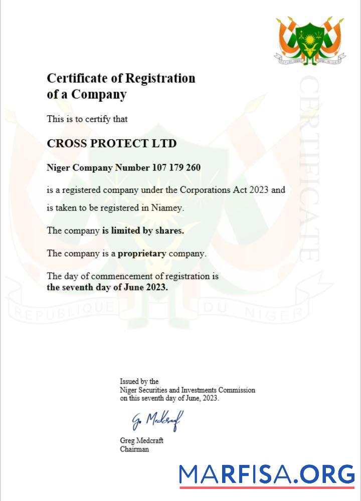Downloadable Niger business registration certificate Word and PDF template